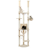 ALTO arbre a chat plafond beige avec 3 chats