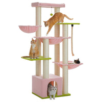ATLAS arbre a chat xxl rose avec 4 chats