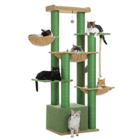 ATLAS arbre a chat xxl vert avec 6 chats