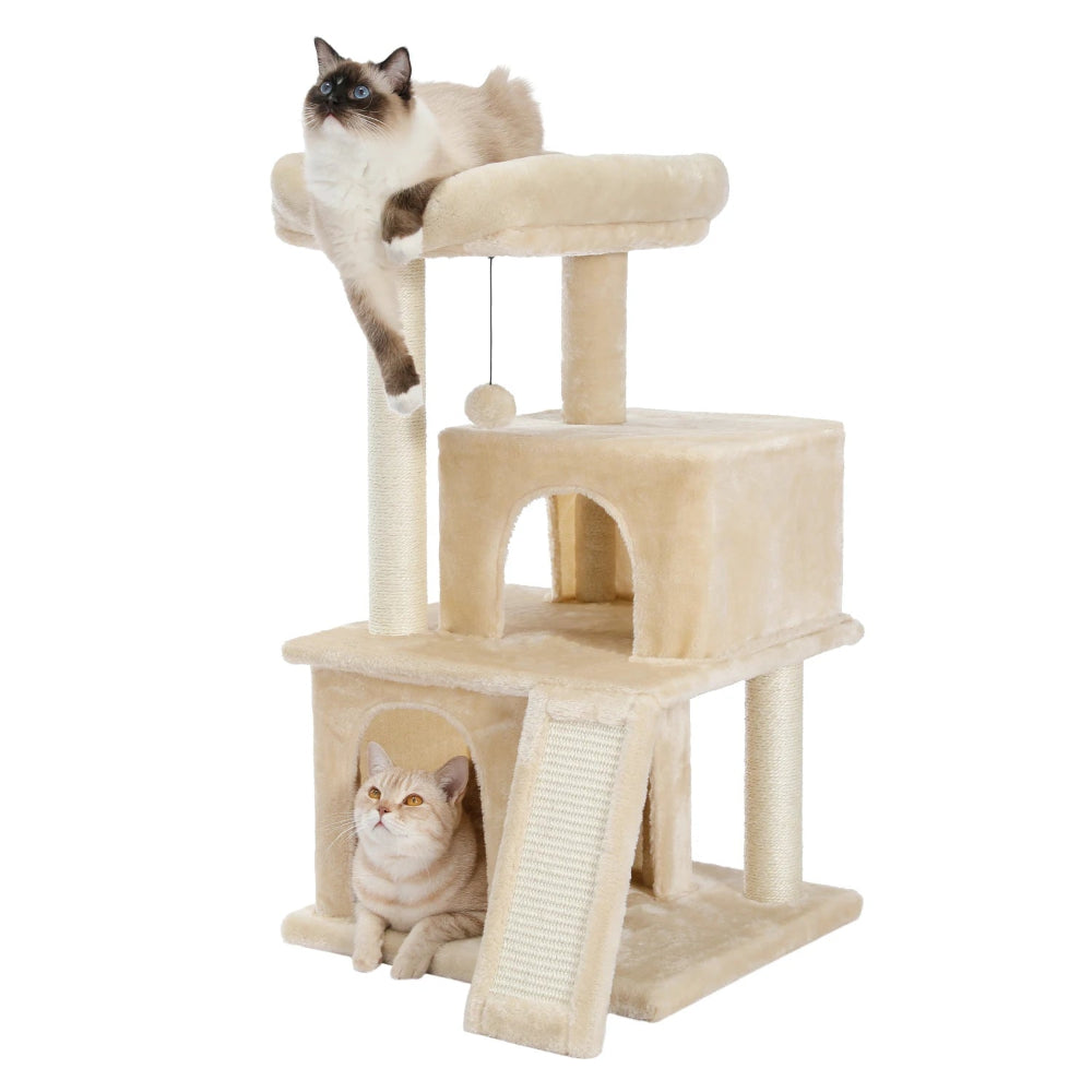 BELO petit arbre a chat beige avec 2 chats