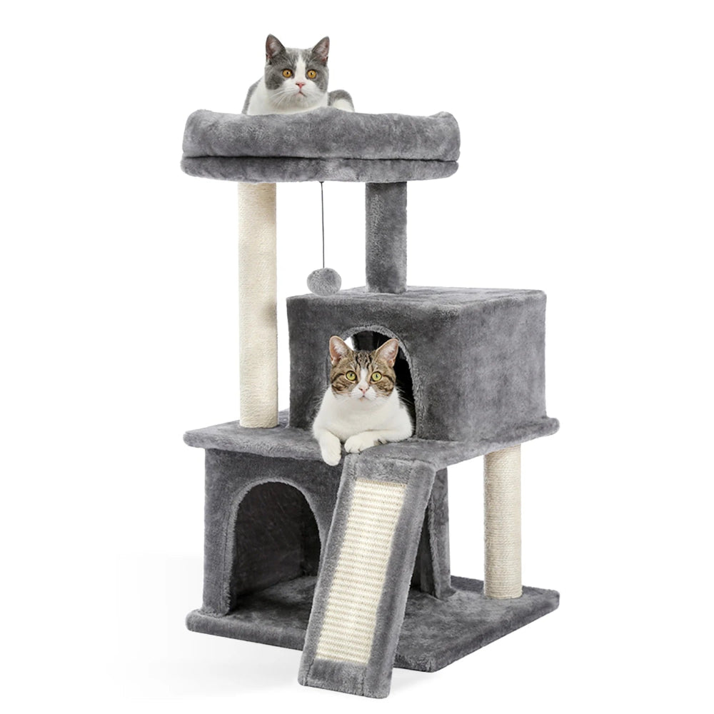 BELO petit arbre a chat gris avec 2 chats