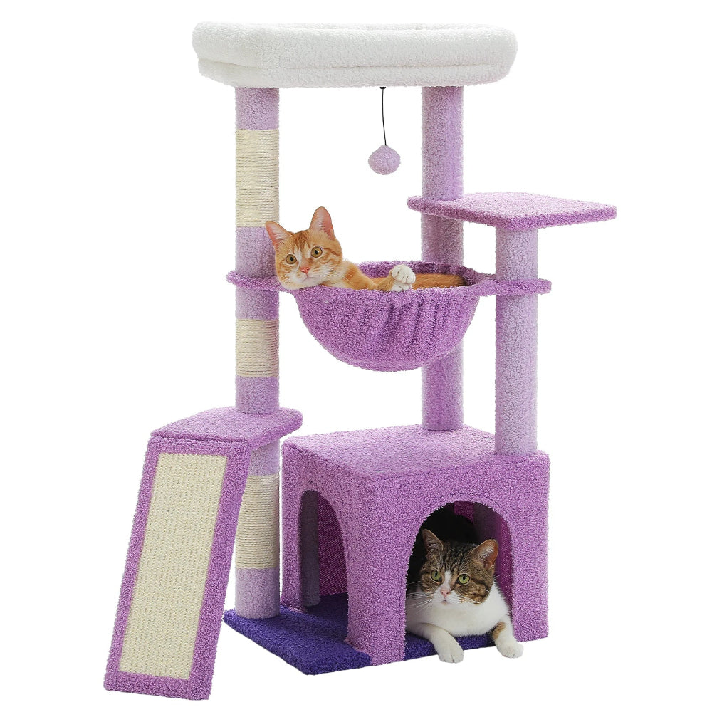 HANA petit arbre a chat violet avec 2 chats