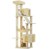 KANO arbre a chat xxl beige avec 3 chats