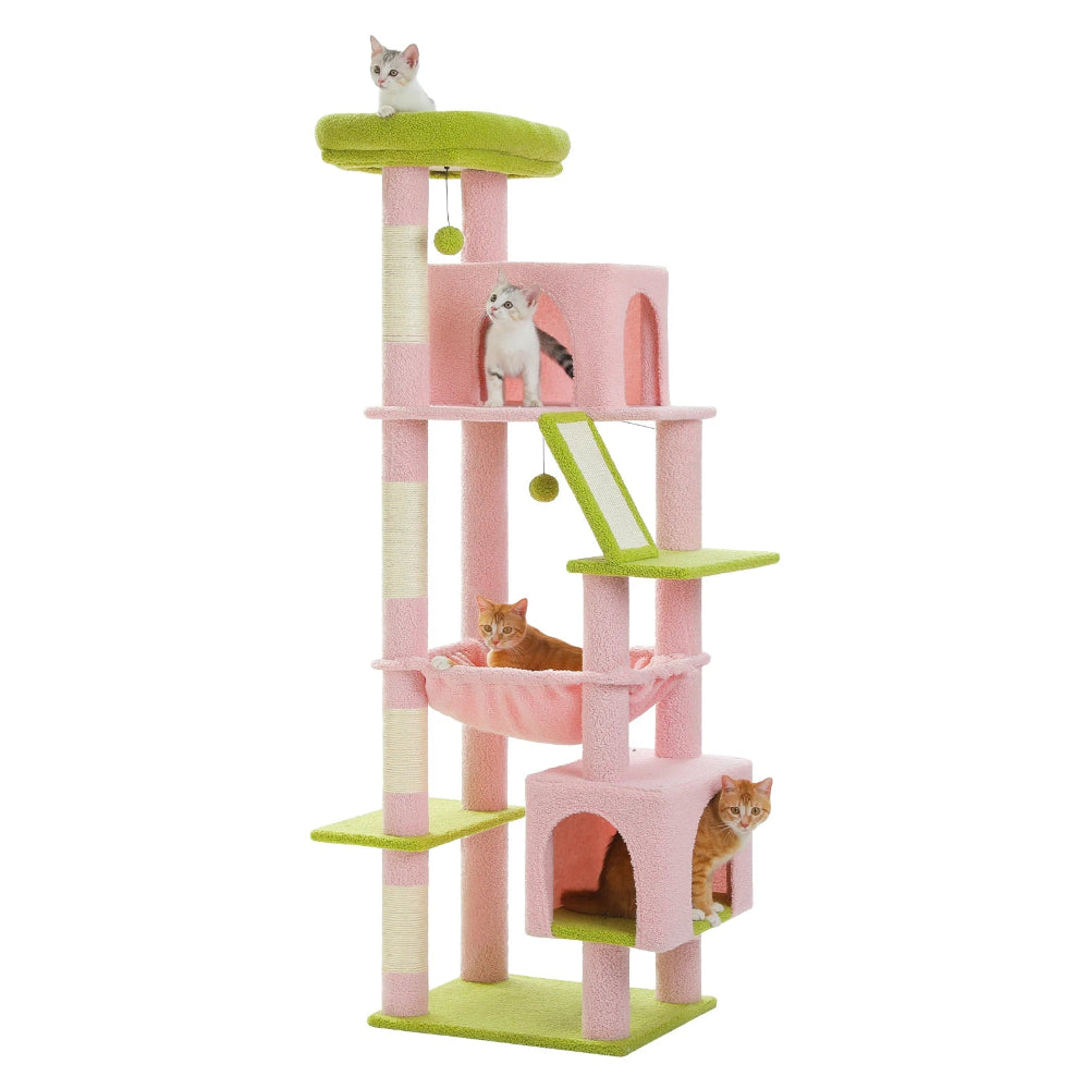 KANO arbre a chat xxl rose avec 4 chats
