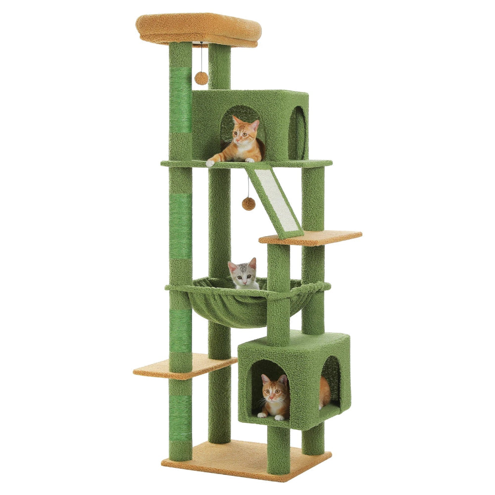 KANO arbre a chat xxl vert avec 3 chats
