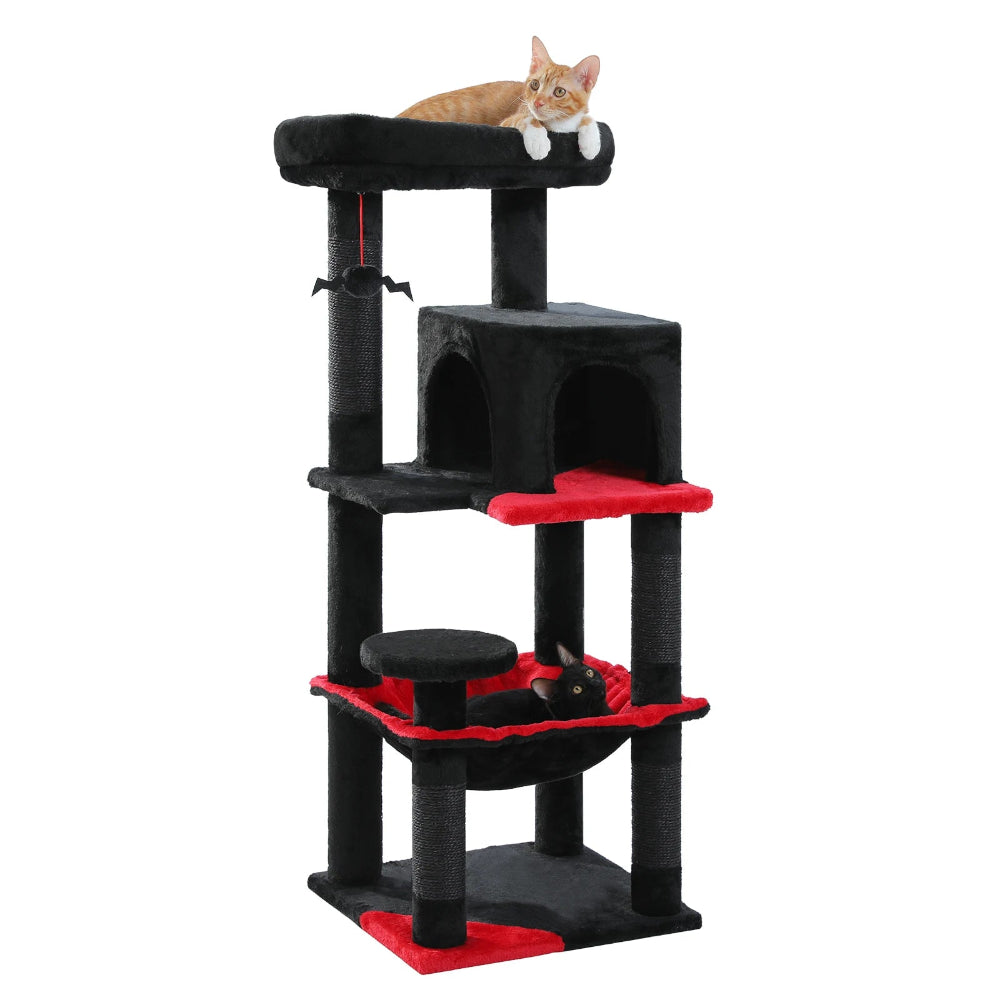 KAZE arbre a chat xxl noir avec 2 chats
