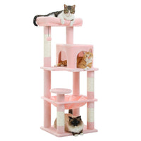 KAZE arbre a chat xxl rose avec 3 chats
