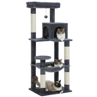 KIRA arbre a chat xxl gris fonce avec 3 chats