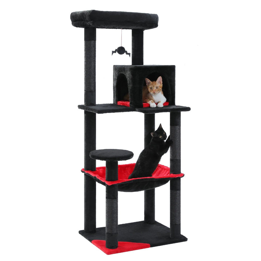 KIRA arbre a chat xxl noir avec 2 chats