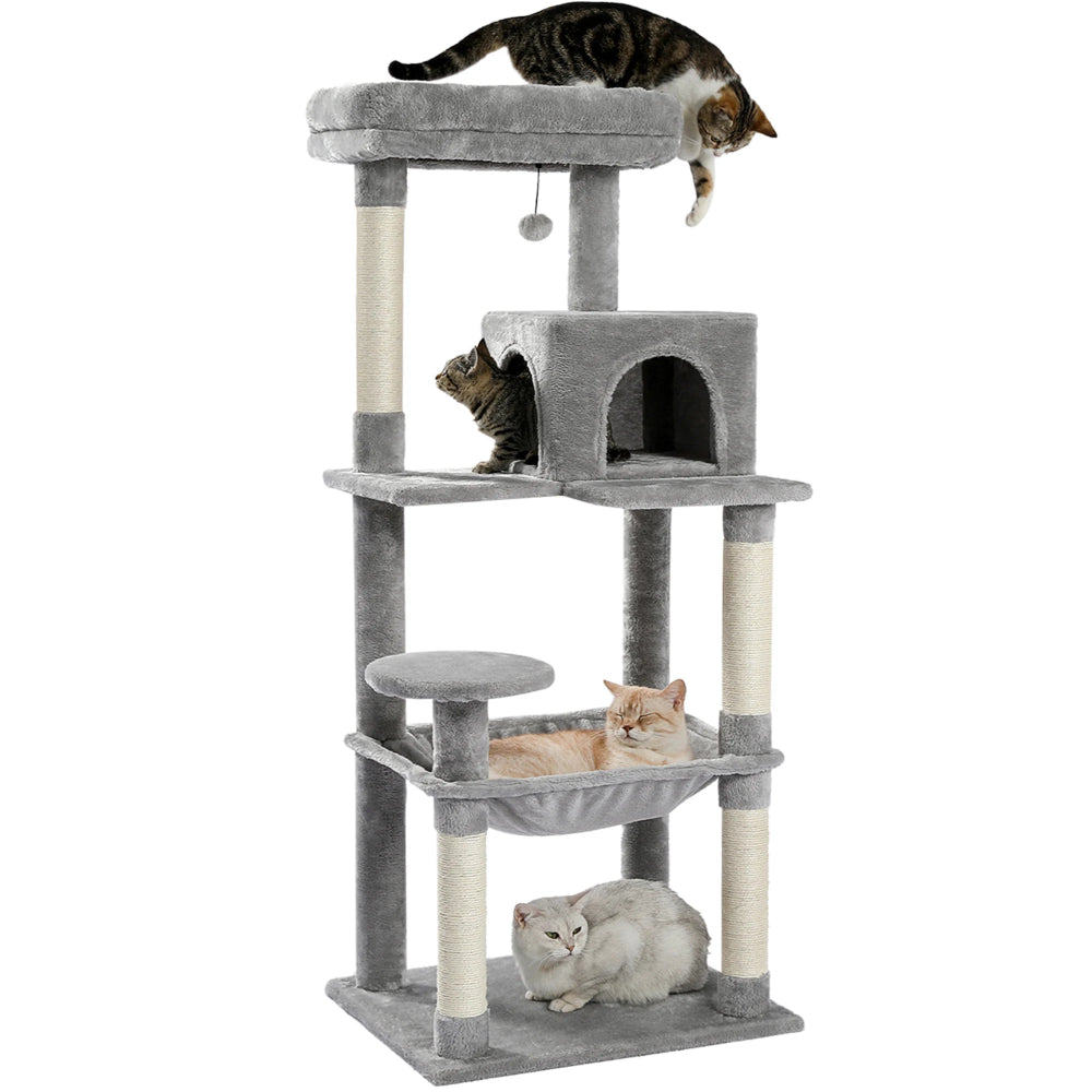 KIRA l arbre a chat xxl gris avec 4 chats