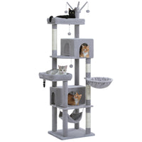 LUNO arbre a chat xxl gris avec 4 chats