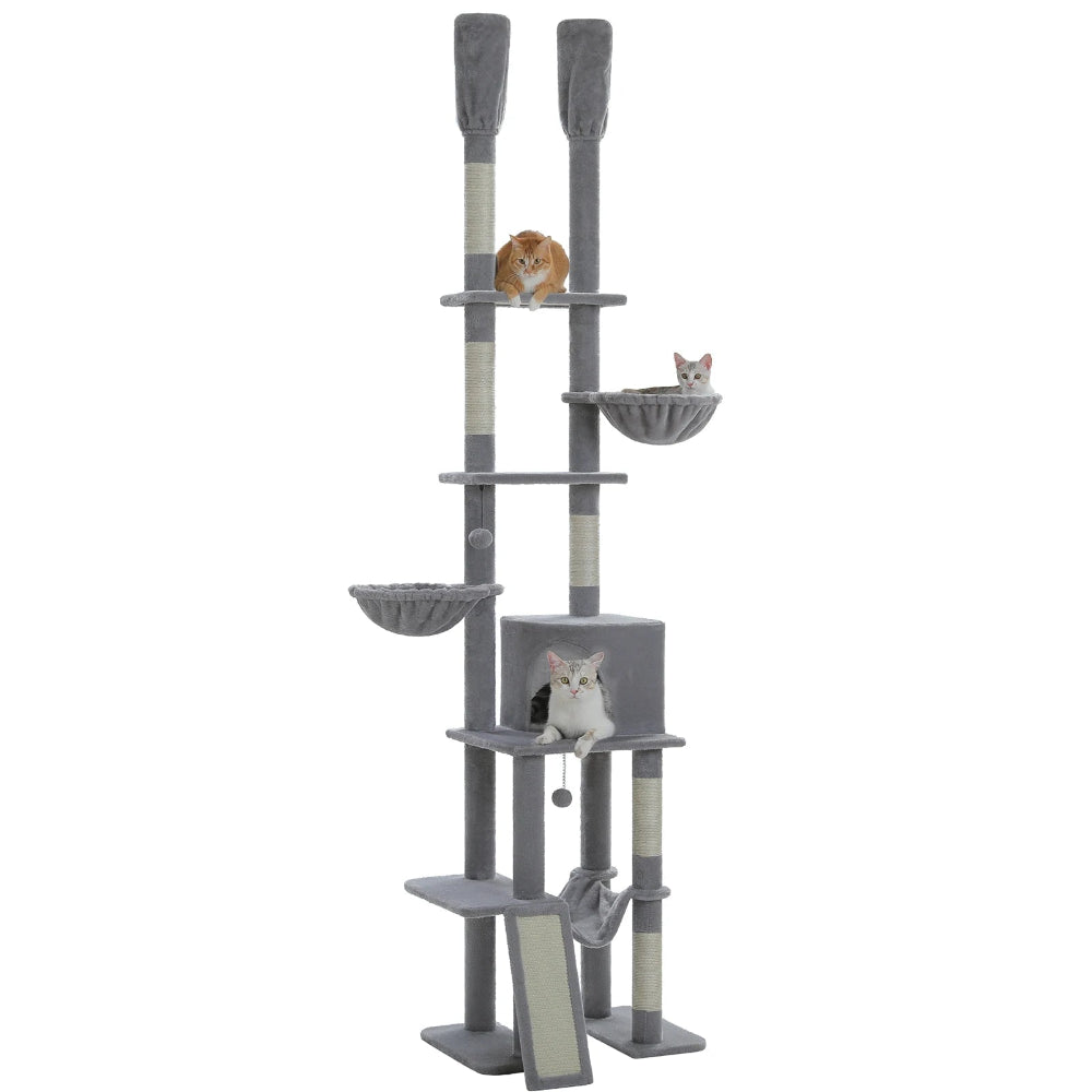 MAHO arbre a chat plafond gris avec 3 chats