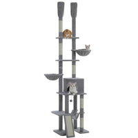 MAHO arbre a chat plafond gris avec 3 chats