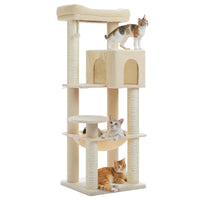 MAKI arbre a chat beige avec 3 chats