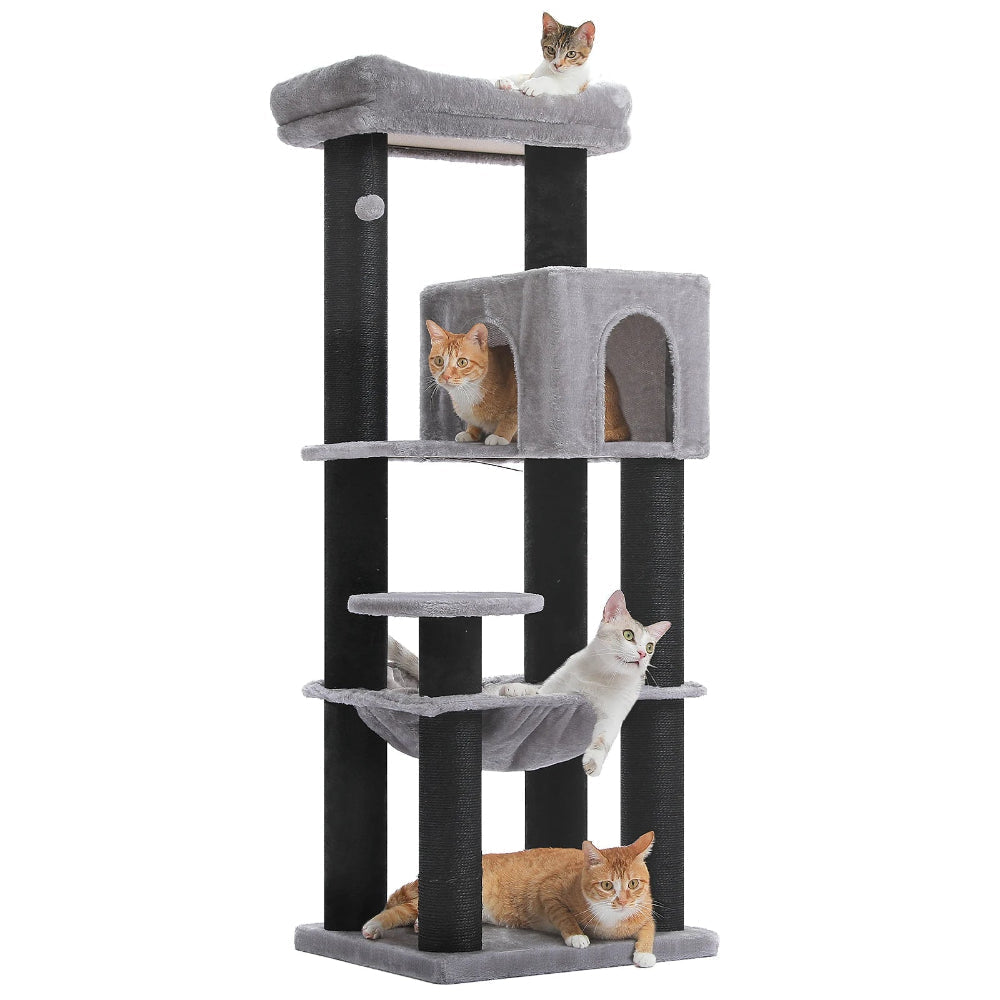 MAKI arbre a chat noir avec 4 chats