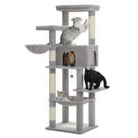 NIKO arbre a chat xxl gris avec 4 chats