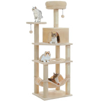 NOVA arbre a chat xxl beige avec 4 chats