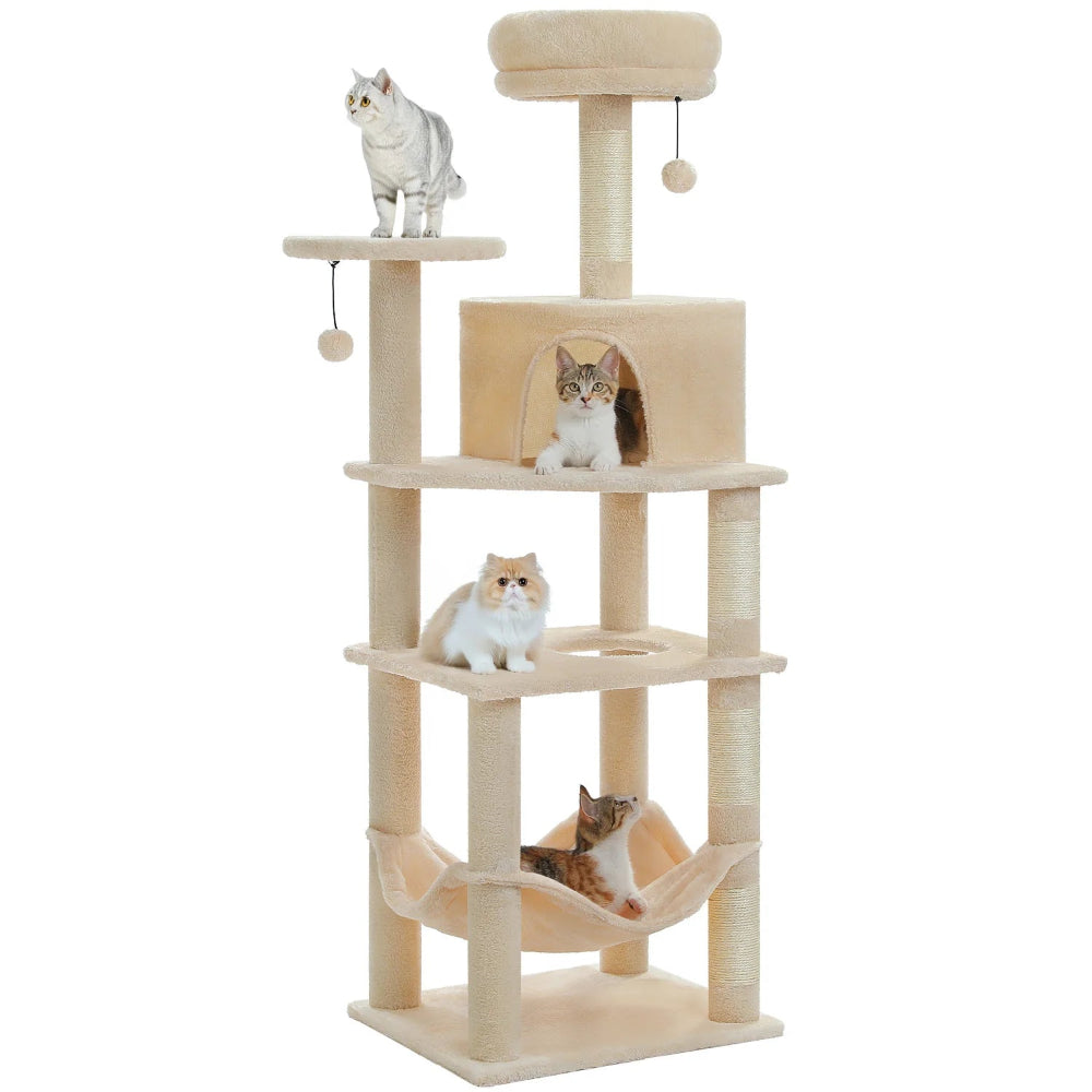 NOVA arbre a chat xxl beige avec 4 chats Image