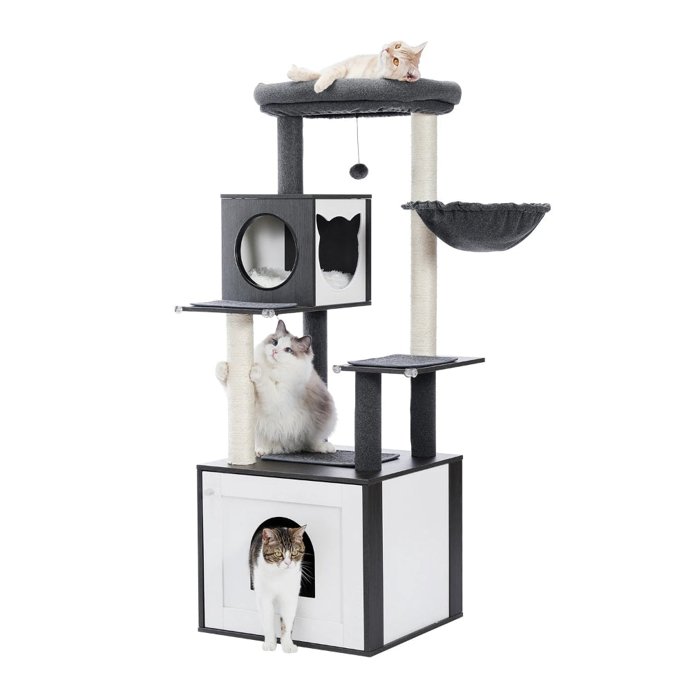 TEKA arbre a chat en bois avec 3 chats
