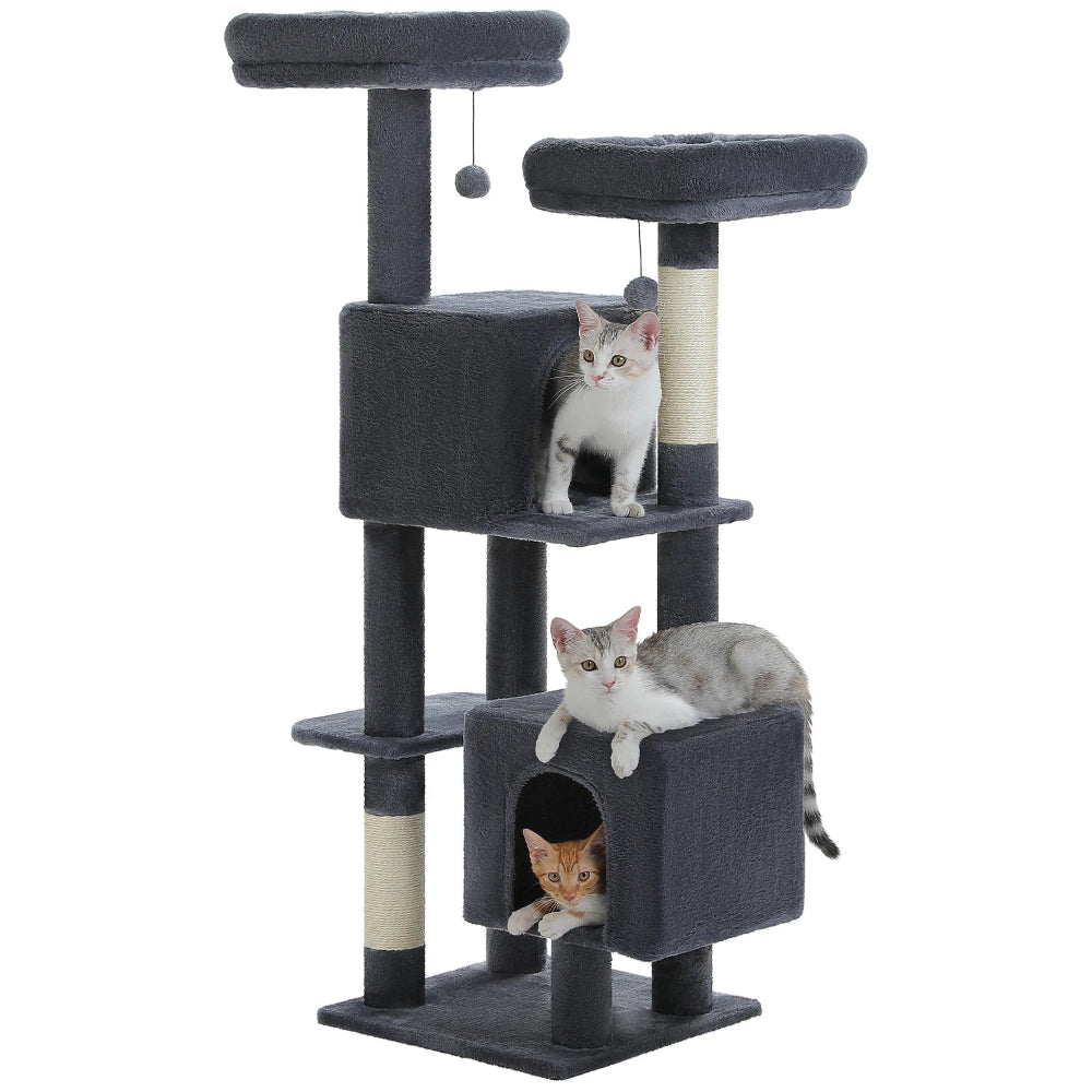 TOBI arbre a chat fleur gris avec 3 chats