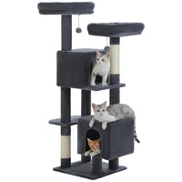 TOBI arbre a chat fleur gris avec 3 chats