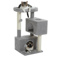 ZENO petit arbre a chat gris avec 2 chats