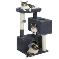 ZENO petit arbre a chat gris fonce avec 3 chats